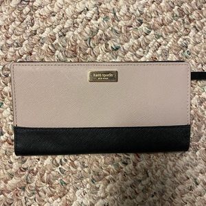 Taupe and black Kate Spade Checkbook wallet